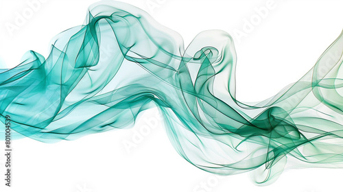 Ethereal seafoam green lines intertwining delicately  suggesting calm and allure  isolated on solid white background. 