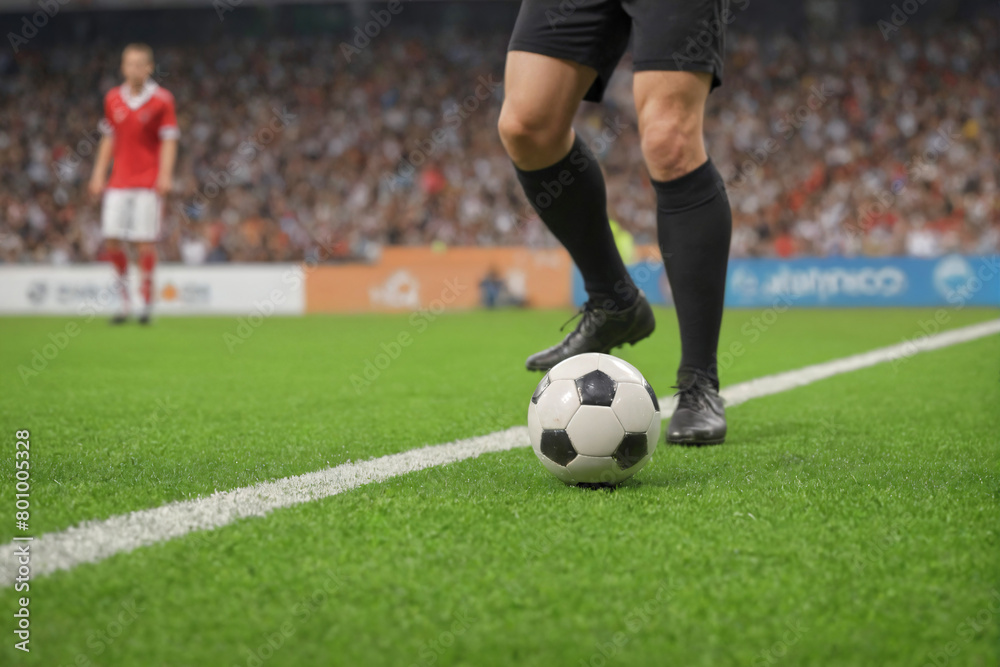 line judge with soccer ball