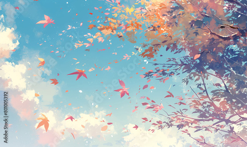 leaves fluttering in the wind background-generative ai © siwoo-mint