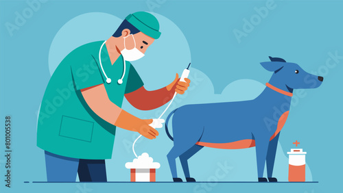 A veterinarian administers a controlled dose of ketamine to a sedated animal during a surgical procedure ensuring the proper amount for the animals.