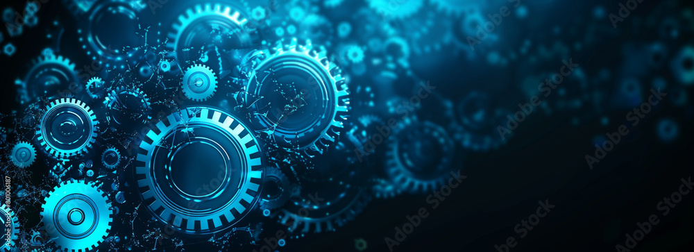 Ingranaggi su sfondo blu.. Sfondo per presentazioni su tecnologia. Ingranaggi su sfondo blu.. Sfondo per presentazioni su tecnologia.
