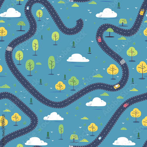 seamless pattern with road