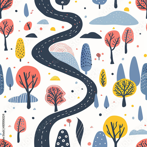 seamless pattern with road