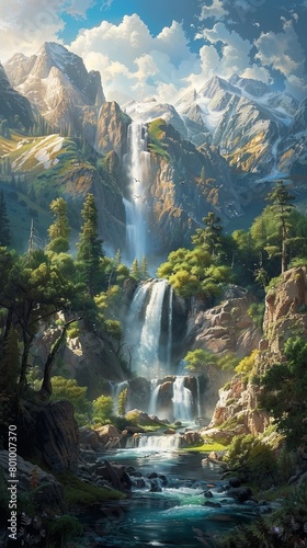 Majestic view of waterfall amidst forest