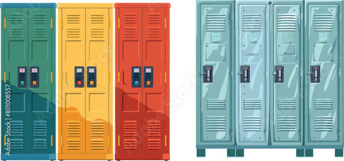 School locker. Students metal lockers or gym sports cabinets for college teenagers