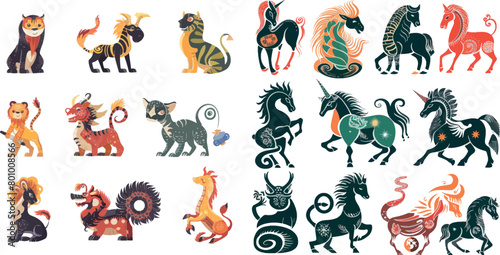 Traditional chinese zodiac illustrations