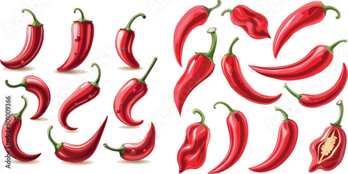 Peppers icons. Red hot chilli pepper
