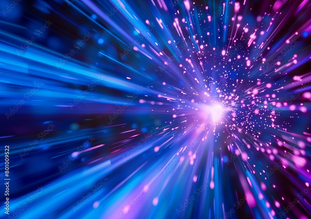Fototapeta premium Abstract Blue and Pink Light Rays Bursting Through Space Background