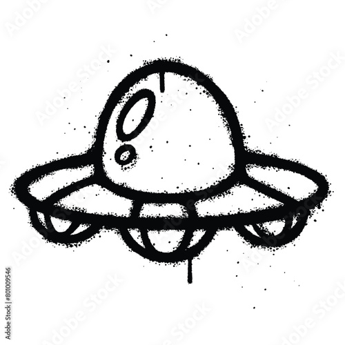 Graffiti spray UFO isolated on white background