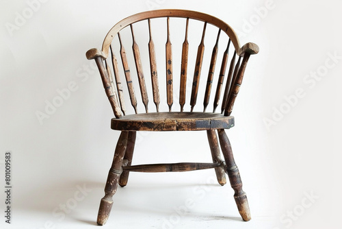 Rustic-inspired Windsor chair on a white background.