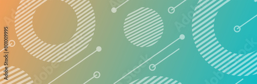 orange and, bright blue abstract gradient background banner horizontal circular geometric shape