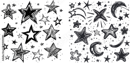 Vector hand drawn cartoon stars