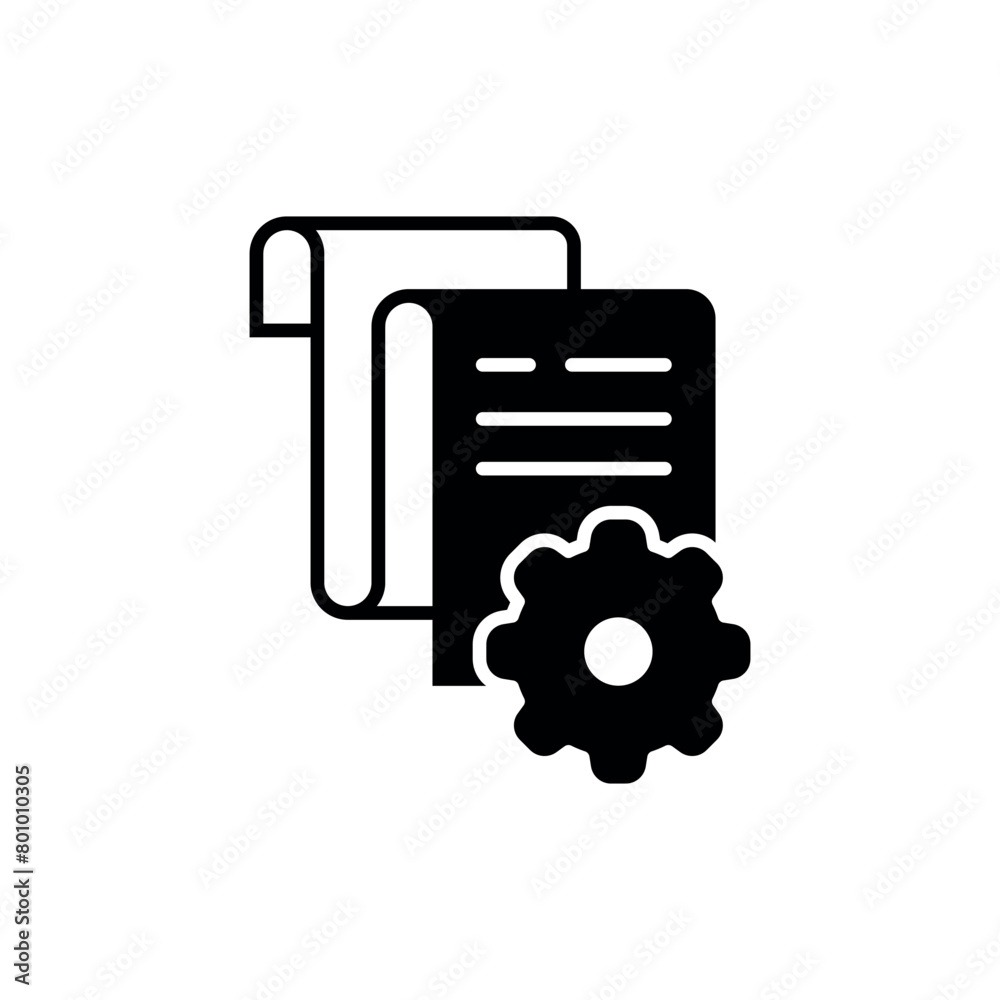 Document icon vector illustration. List settings on isolated background. Gear sign concept. Document icon vector illustration. List settings on isolated background. Gear sign concept.