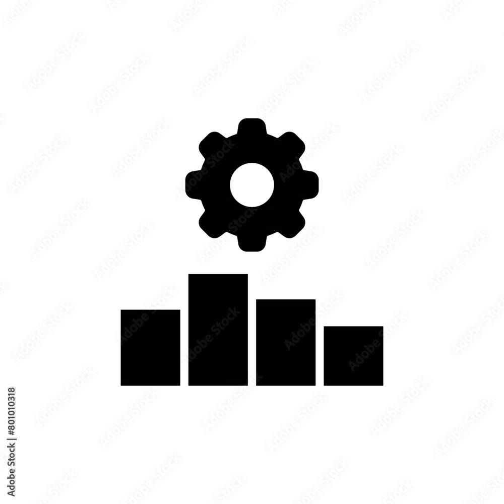 Diagram with gear icon vector illustration. Cogwheel on isolated background. Graphic sign concept. Diagram with gear icon vector illustration. Cogwheel on isolated background. Graphic sign concept.