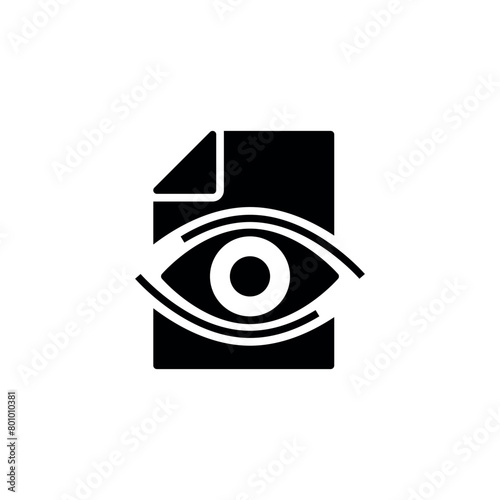 Document with eye icon vector illustration. File icon on isolated background. Report sign concept.