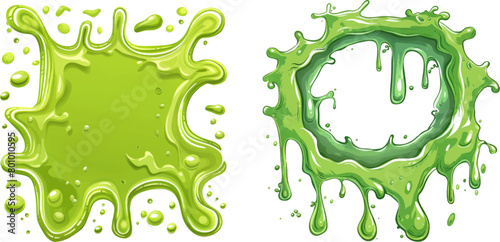 Cartoon mucus green goo drip sticky slimy mucus