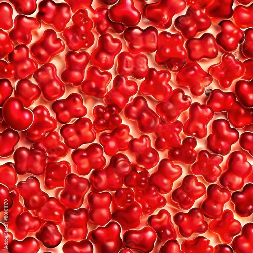 seamless pattern of vibrant red gummy bears marchi, Generative AI photo