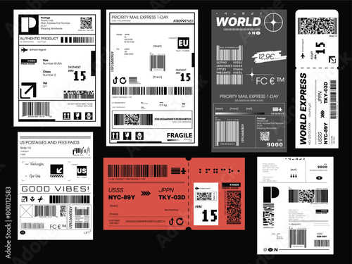 Label pack design. Vector graphic asset for streetwear design. Retro futuristic element in Y2K for apparel, clothing and poster design