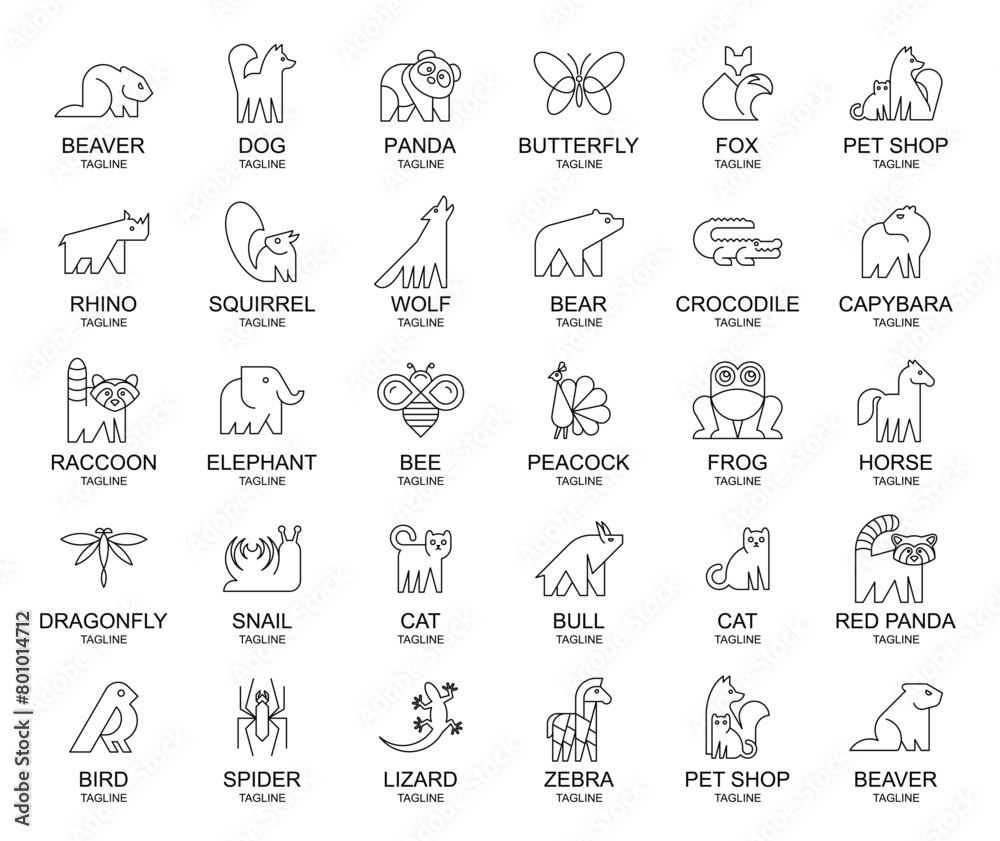 Animals logos collection. Animal logo set. Icon design
