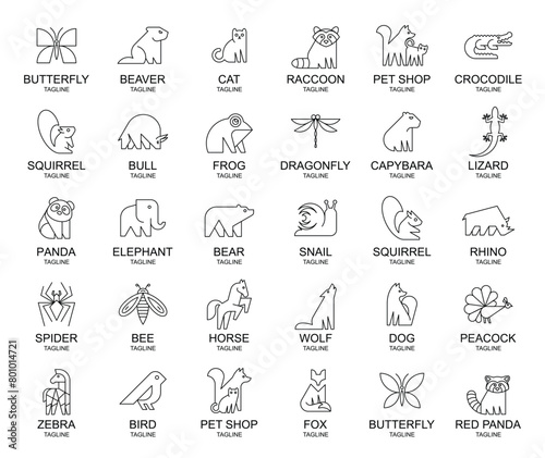 Animals logos collection. Animal logo set. Icon design 