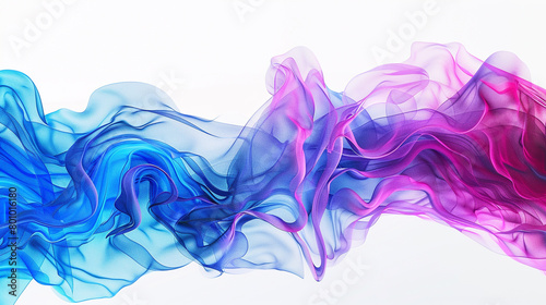 Energetic neon blue and magenta spectrum waveforms in a lively composition  isolated on a solid white background. 