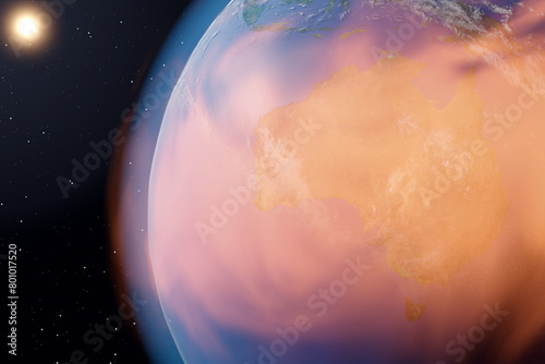 Heatwaves covering Australia continent. Space scene for science and education. Elements of this image furnished by NASA