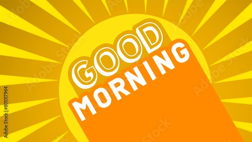 Bright Good Morning Message with Rising Sun Background and Retro Style