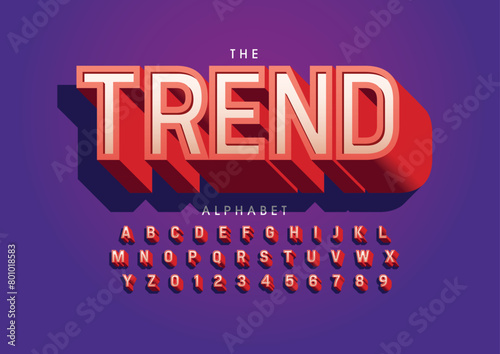 Vector of stylized modern font and alphabet
