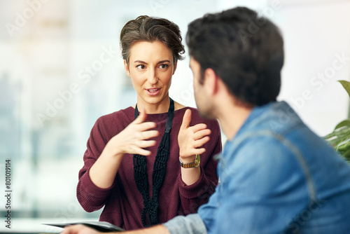 Slika na platnu Woman, people or writers talking for teamwork in startup meeting for writing solution, speaking or discussion
