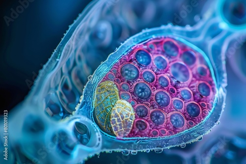 Microscopic View of Seed Cross-Section with Embryo and Endosperm
 photo