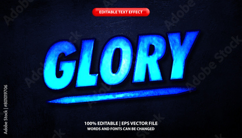 Glory editable text effect template, shiny futuristic action movie metal typeface, premium vector
