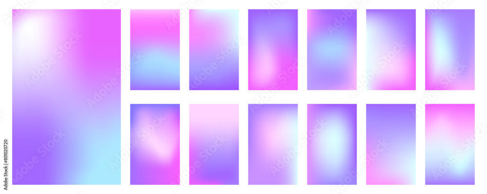Fototapeta premium Set of smooth summer color vector background gradient illustration