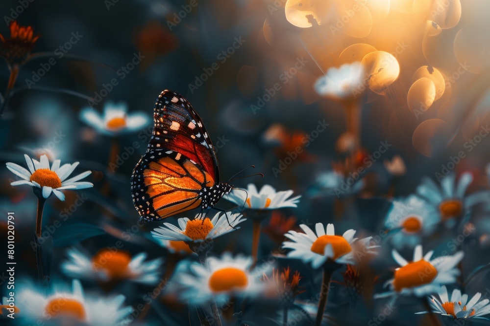 butterfly sitting on a daisy flower