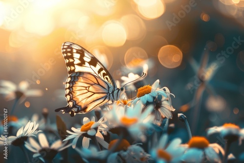 butterfly sitting on a daisy flower © Андрей Трубицын