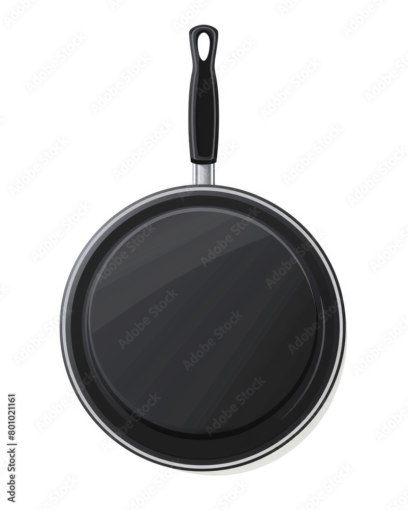 Black Non Stick Frying Pan with Isolated Handle for Cooking and Frying Food, Isolated on White