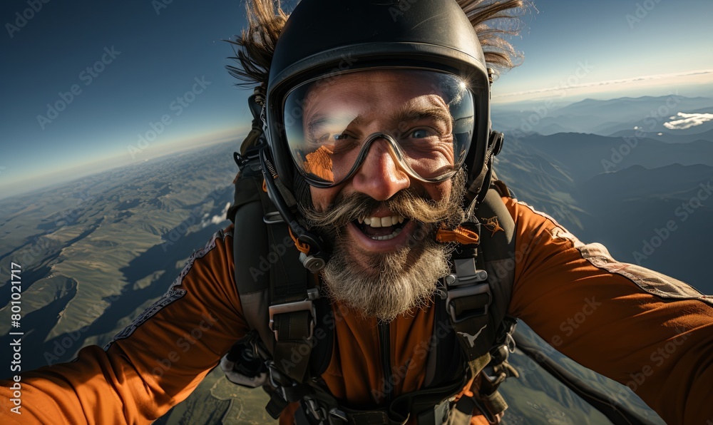 Bearded Man in Helmet and Goggles Bearded Man in Helmet and Goggles