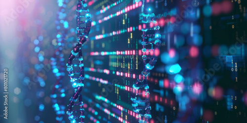 Medical technology harnesses DNA double helix with bioinformatics genetic engineering nanotechnology. Concept Biomedical Engineering photo