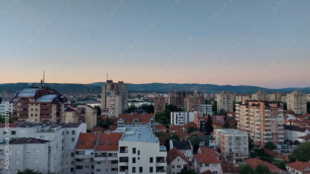 Cityscape of the city of Nis in the evening