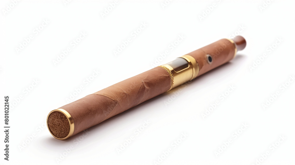 Modern electronic cigar with stick isolated on white background