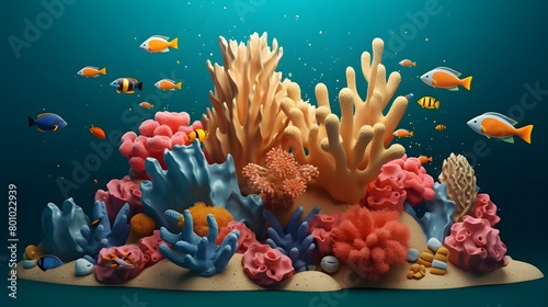 A 3d background of fish and coral reef