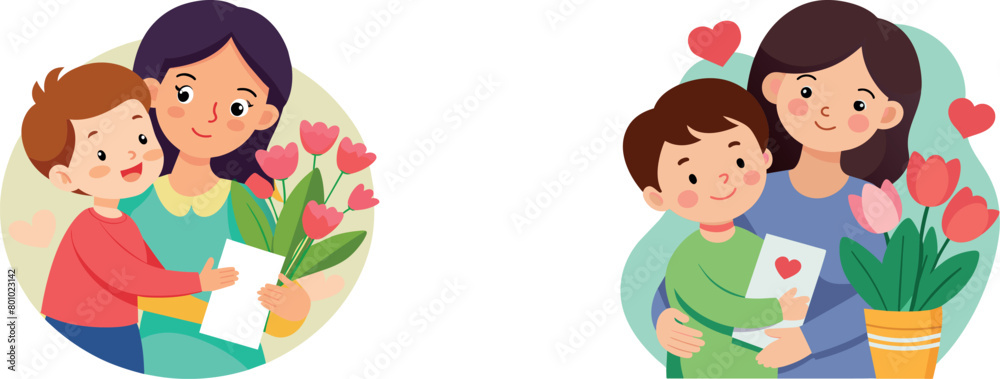 Make Mom Smile: Festive Stickers for Mother's Day Vector Art Make Mom Smile: Festive Stickers for Mother's Day Vector Art