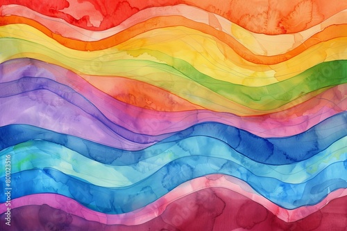 Abstract watercolor painting paint ink liquid fluid painted waves texture colorful background banner - Bold colors, rainbow color swirls wave on paper