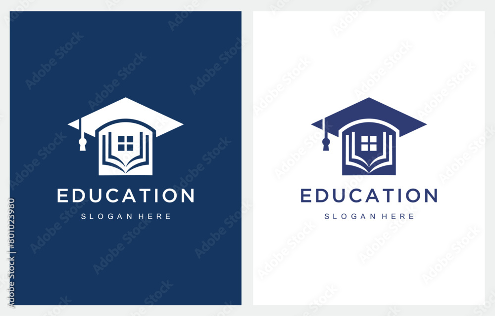 Book and Graduation Education House logo design icon template Book and Graduation Education House logo design icon template