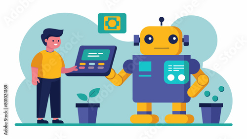 A person holding a remote control watching as a robot on the screen takes money from their paycheck and places it into a savings account.