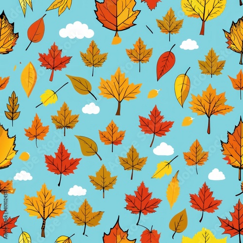 Seamless pattern of crisp autumn air and clear blue skies, Generative AI