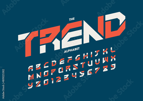 Vector of stylized modern font and alphabet