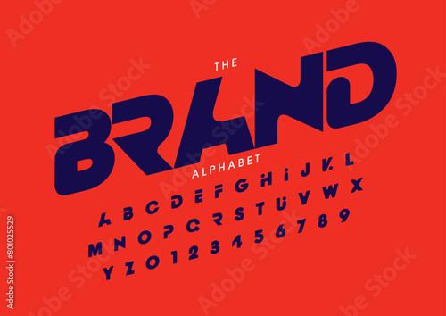 Vector of stylized modern font and alphabet