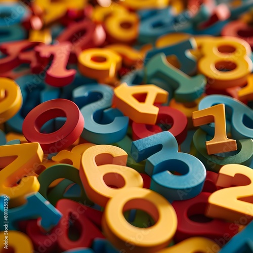 Multicoloured Plastic Numbers In The Background © Block