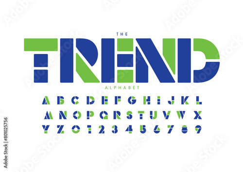 Vector of stylized modern font and alphabet