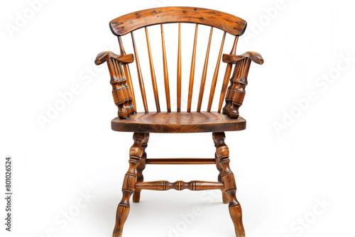 Windsor chair crafted with attention to detail, isolated on white.